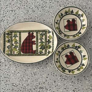 Stewart Earthworks Lodge Bear Serving Dish Set – 3 Pieces